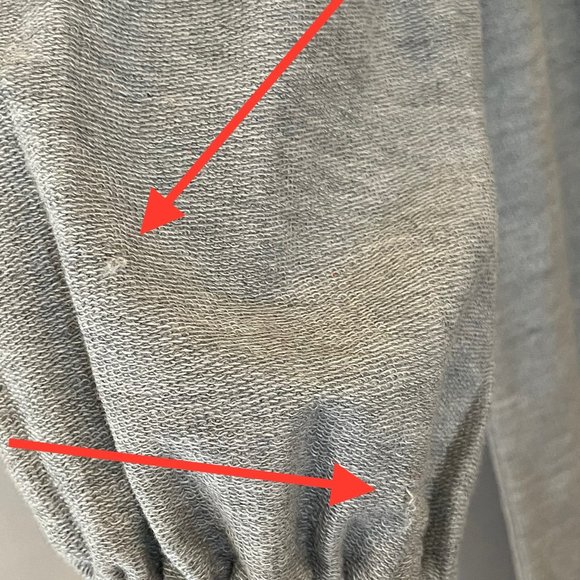 Lou & Grey Womens Size M Gray Knit Dress Slouchy Puffy Sleeves Mini 100% Cotton - Picture 11 of 12